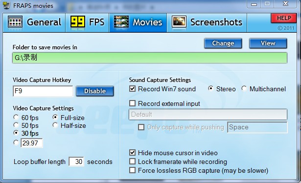 游戏录制截图软件Fraps下载、安装、使用